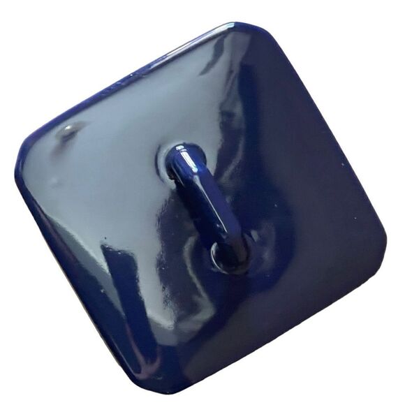 Vintage Roshco TileWare Cobalt Blue Baker Graphic Tile Ceramic Square Canister - Picture 9 of 13